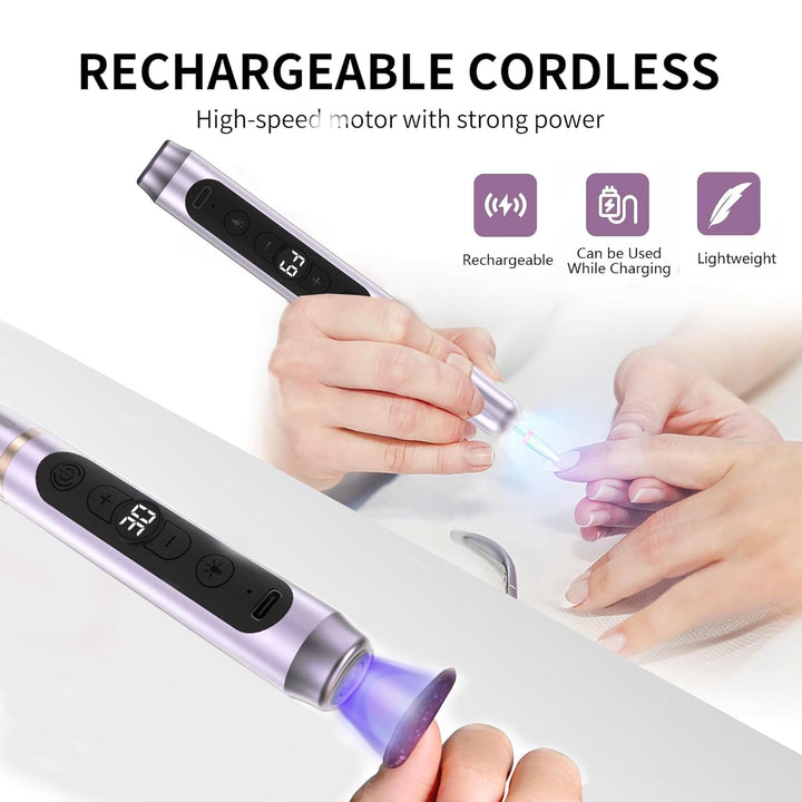 Tragbar Nagelfräser Kabellos 12 in 1 Professionell Elektrische Maniküre Pediküre set USB Wiederaufla