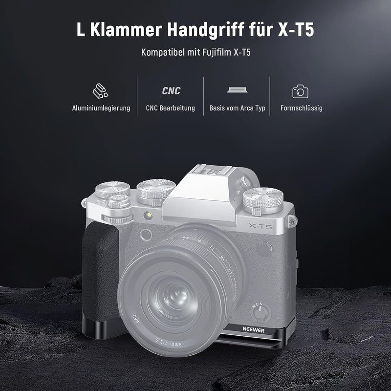 NEEWER X-T5 L Griff, kompatibel mit Fujifilm, Metall L Platte mit Silikongriff, Auslöser, verdrehsic