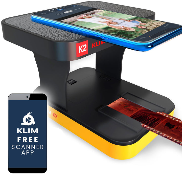 KLIM K2 Mobile Film Scanner 35mm + NEU 2024 + Positiv- &amp; Negativ- Dia Scanner + Fotoscanner zum digi