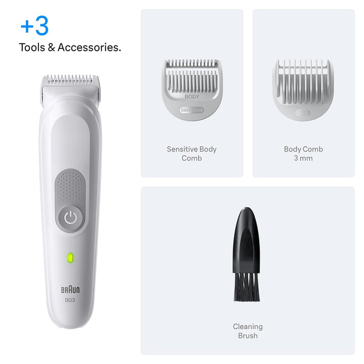 Braun Series 3 Körpertrimmer, +3 Pflegeutensilien, mit SkinGuard Technologie, 80 Minuten Aktionszeit