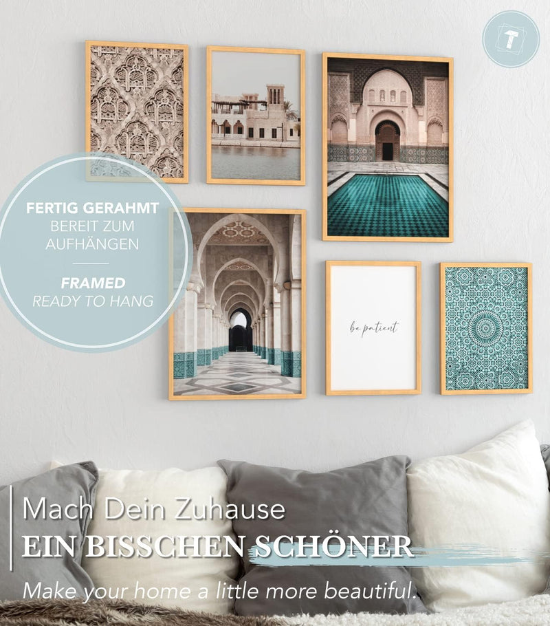 Papierschmiede® Mood Poster Set Arabic Old Town, Fertiges Bilder Set mit Rahmen (Holz, Natur), Wohnz