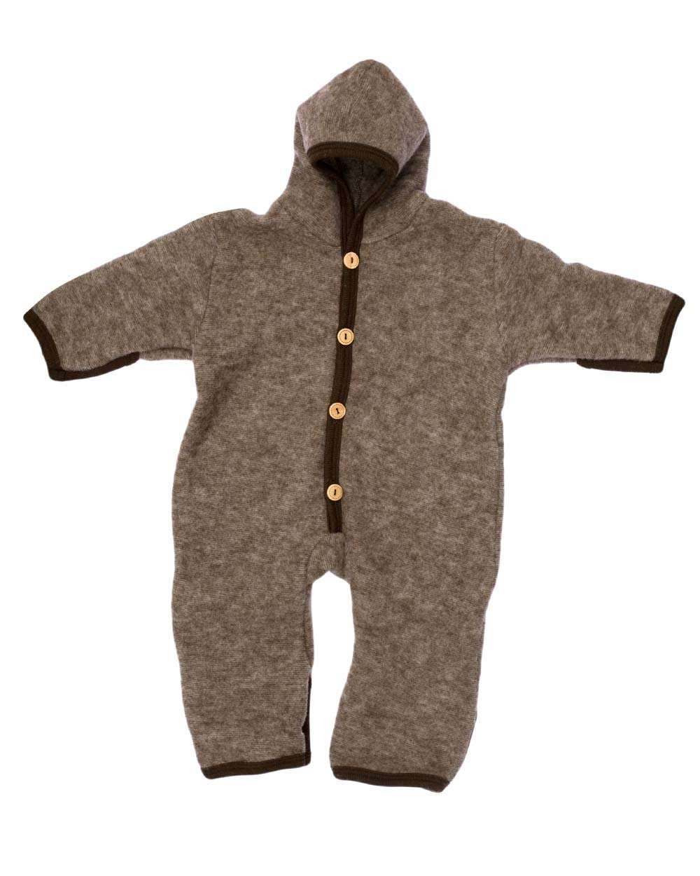 Cosilana, NEU Baby Fleece Overall mit Umschlag, 60% Schurwolle (kbT), 40% Baumwolle (KBA) Braun-mela