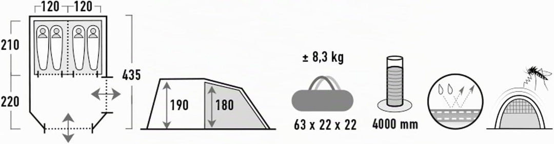 High Peak Ancona 4.0 Zelt grau/grün 2022 Camping-Zelt