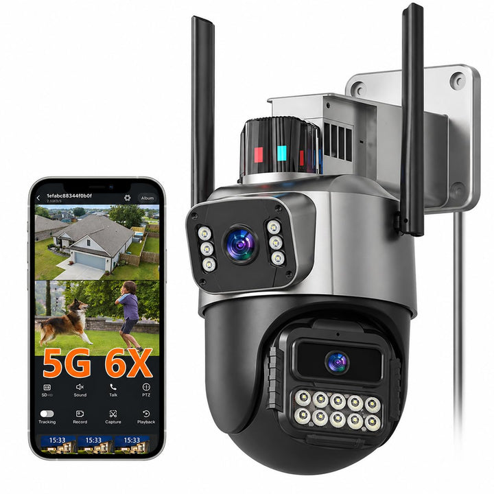 5G Kamera Überwachung Aussen,6MP Dual Objektiv Überwachungskamera Aussen, IP66 AussenSicherheitskame