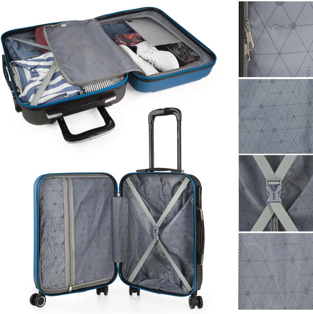 ITACA - Trolley Handgepäck Cabin Trolley Koffer Reisekoffer Hartschalenkoffer mit Zahlenschloss - Ka