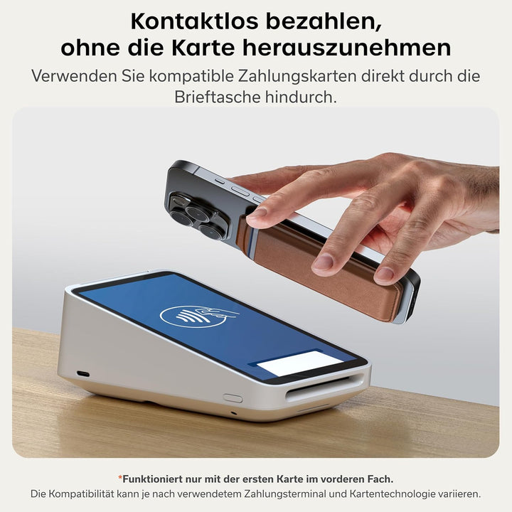 SATECHI Magsafe Wallet und Double Flap Stand mit Magnetfunktion, iPhone Wallet mit 4 Kartenfächern,