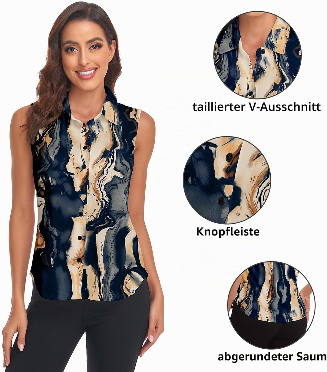 Soneven Bluse Damen Elegant Sport Tank Top mit Kragen Damen Ärmellos Poloshirt Golf Polo Sommer Ober