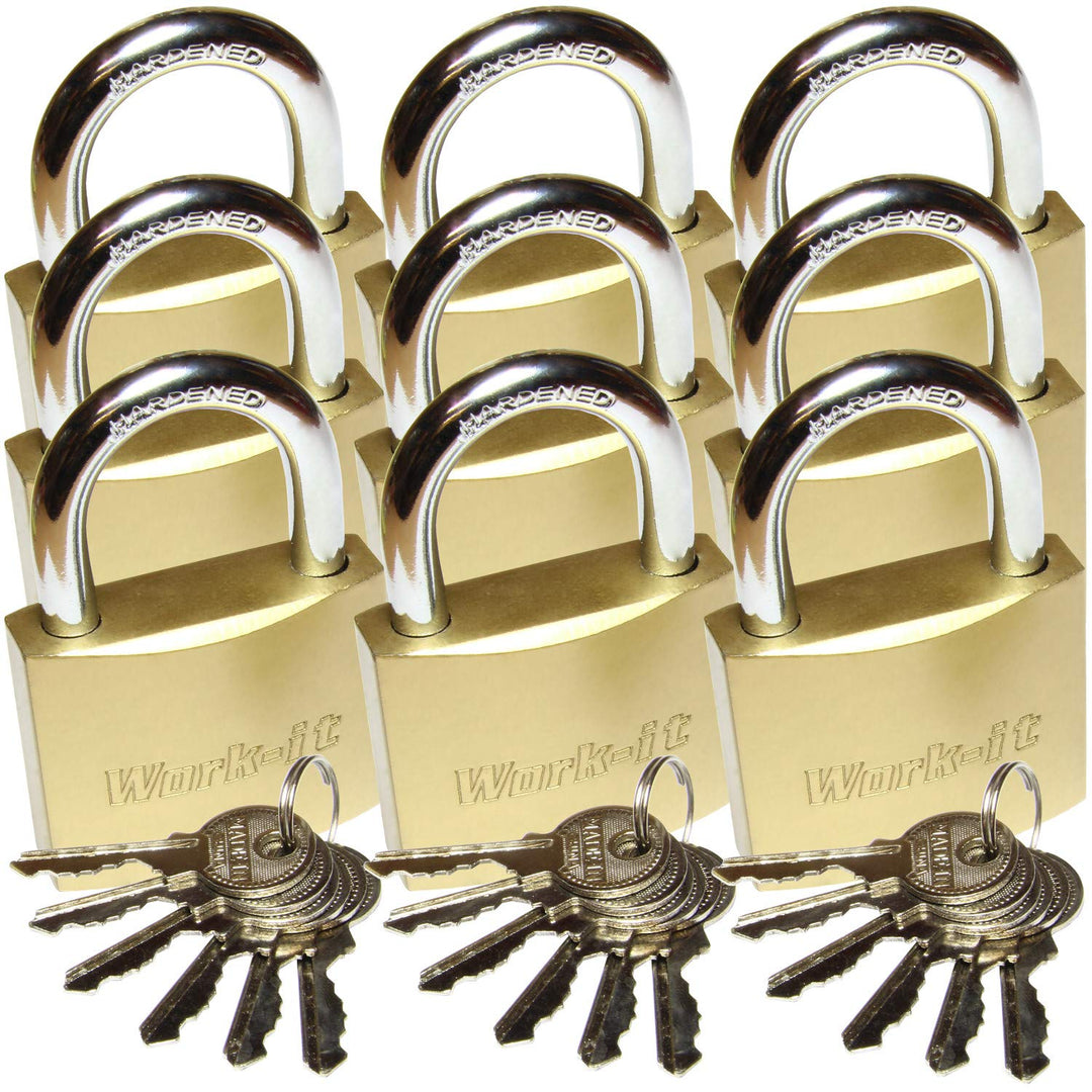 9 Set Vorhängeschloss massiv 38mm mit 54 Schlüsseln