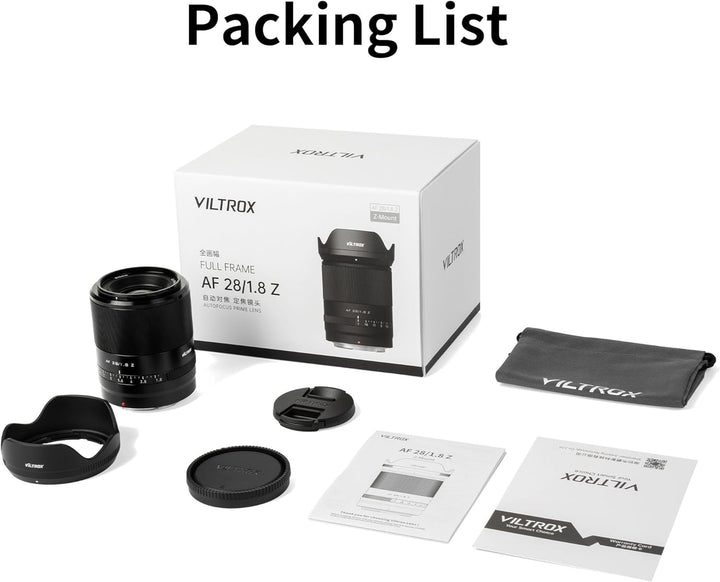 VILTROX AF 28mm F1.8 Vollformat Weitwinkel Objektiv Prime Autofokus für Nikon Z-Mount Z30 Z50 Zfc Z5