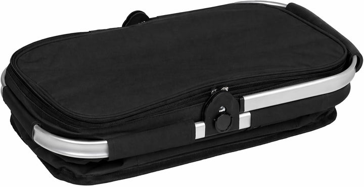 Alu Einkaufskorb Thermo Korb Klapp Kühltasche faltbar Picknick Camping Blau Grau Schwarz (Schwarz),