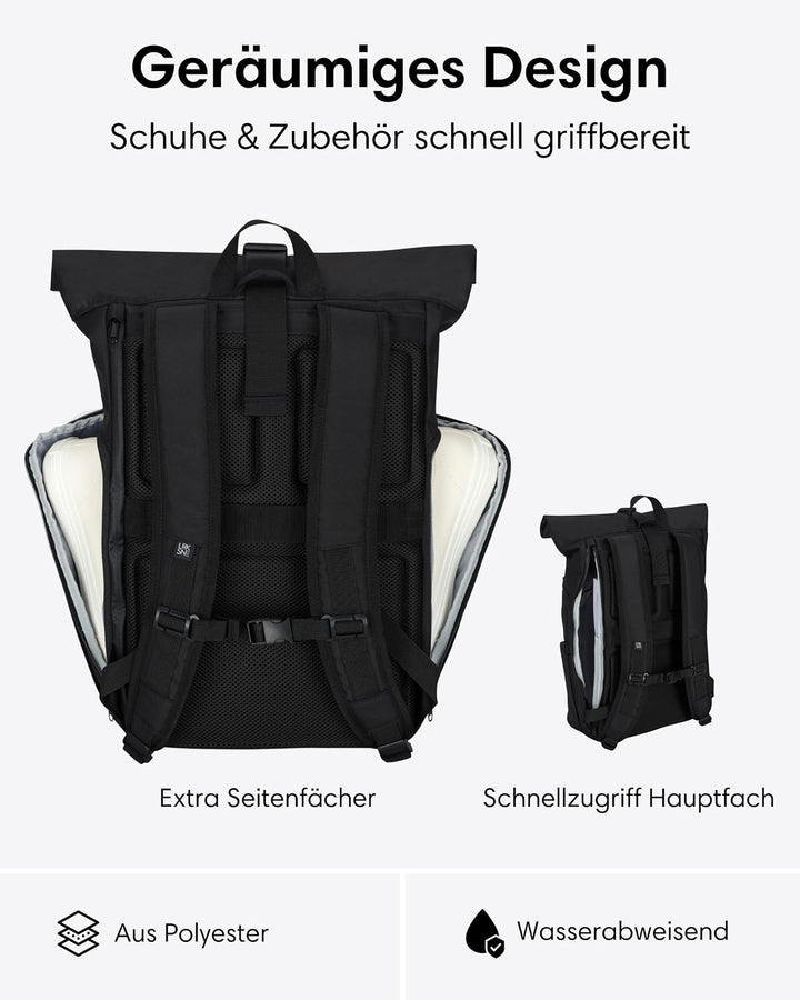LARKSON Rucksack Damen &amp; Herren Schwarz – No 4 Large, Schwarz
