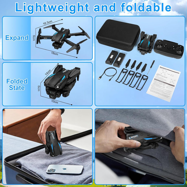 Drohne mit Kamera 4K, Faltbare Kinder Drohne, 3D Flip, Ein-Knopf Start/Landung, Headless Mode, Höhen