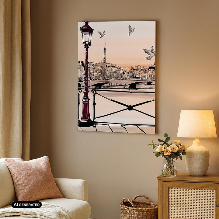 Bilder auf Leinwand frankreich Taube Grafiken Illustration Leinwandbild mit Rahmen 45x80cm Wandbilde