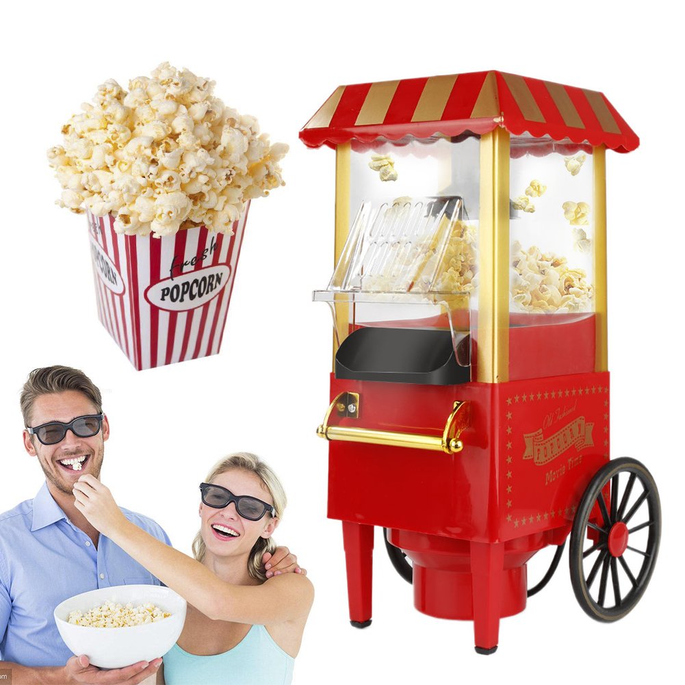 Popcornmaschine, Popcorn in 3 Minuten, kein Fett, Heissluft, ölfrei, 1200 W, ideal für Familie und A