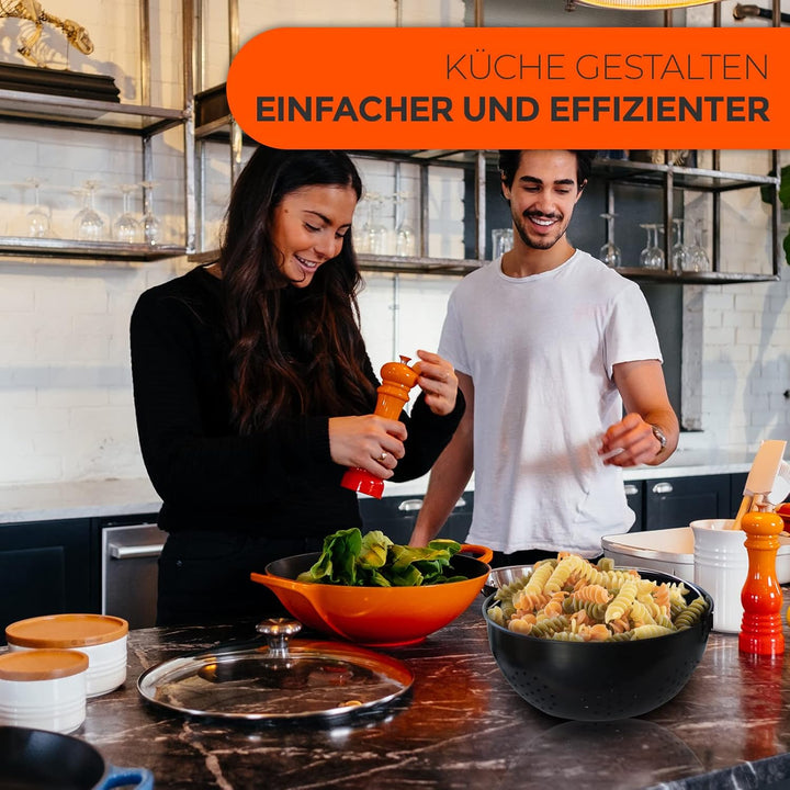 Olla Para Pasta con Escurridor | 24 CM de Diámetro | Tapa de Vidrio | Escurridor 360º | Para Todo Ti