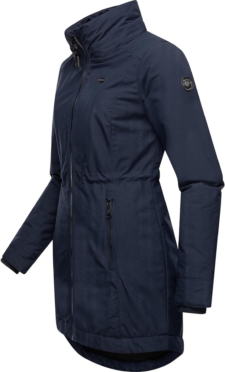 Ragwear Damen Wintermantel Warmer Parka lang wasserdicht mit Abnehmbarer Kapuze Dakkota XS-6XL S Nav