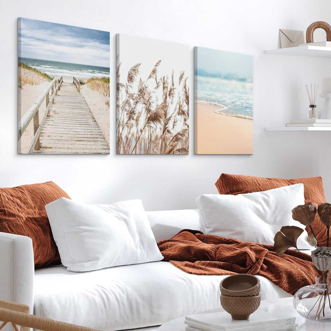 Muralo - Wandbilder Set - Leinwand Bilder Set Aufhängefertig in Boho Stil - das Leinwandbilder Set -