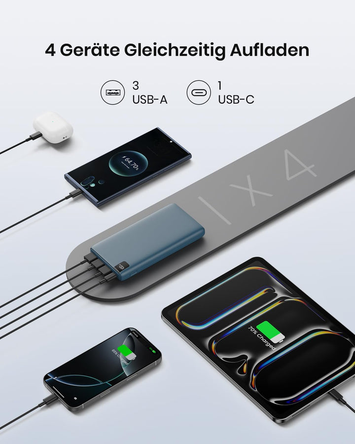 Hiluckey 27000mAh Powerbank Externer Akku - 22.5W Schnelles Aufladen Externer Akku Power Bank PD USB