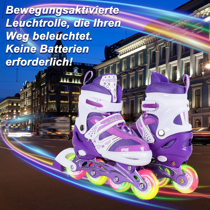JIFAR Inliner Für Kinder Verstellbare Inline Skates mit Beleuchteten Rädern Rollschuhe Outdoor Schuh