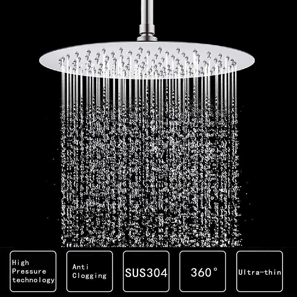 Duschkopf Regendusche 20cm, Regenduschkopf 8 Zoll Rund aus Edelstahl, Selbstreinigende Regendusche B