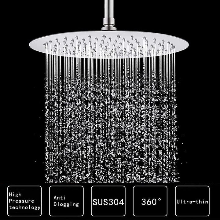 Duschkopf Regendusche 20cm, Regenduschkopf 8 Zoll Rund aus Edelstahl, Selbstreinigende Regendusche B