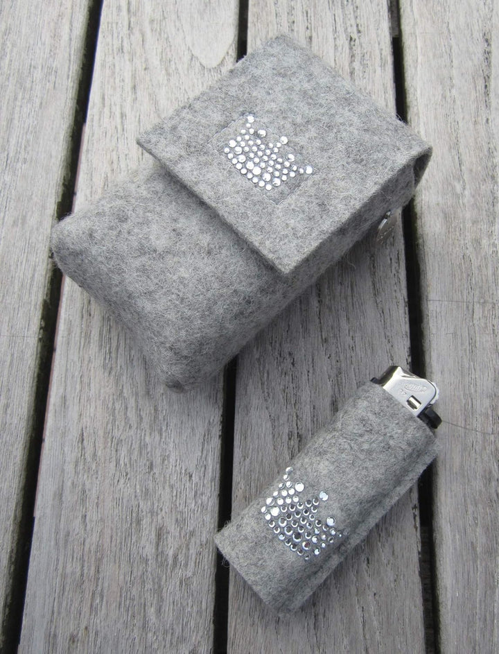 zigbaxx Set Zigarettenetui mit Feuerzeughülle LITTLE CROWN - Zigarettenhülle für Zigarettenschachtel