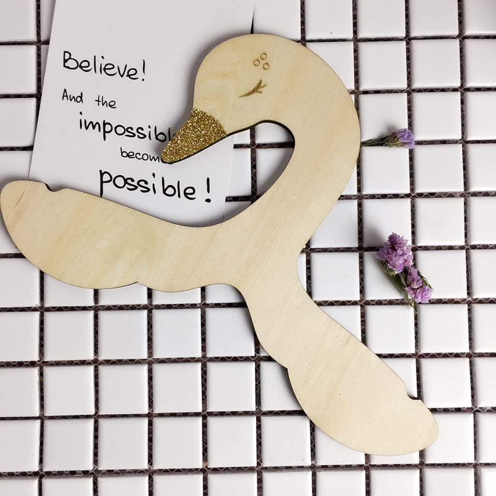 5 Stück Kinder Kleiderbügel - Holz Schwan Form Holz Haken Kleiderbügel mit Bowknot für Baby Kinder E
