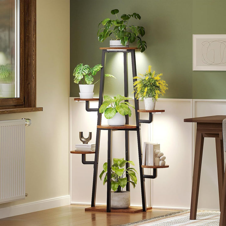 HOOBRO Pflanzenständer mit 3-flammiger Pflanzenlampe, Blumenständer, Pflanzenregal mit Timerfunktion