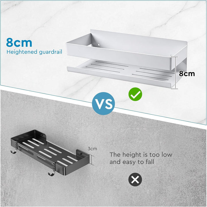 EXLECO 30cm Duschablage Ohne Bohren Duschregal Wand Edelstahl Badregal mit 2 Haken Duschkorb zum Boh