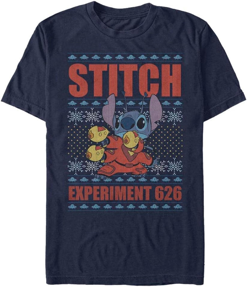 Disney Classics Unisex Lilo & Stitch-Stitch Experiment 626 Organic Short Sleeve T-Shirt, Navy Blue,