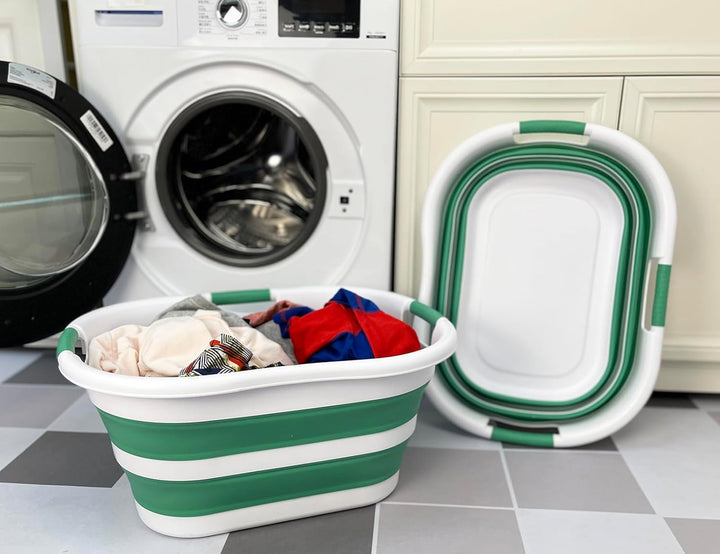SAMMART 40L Set of 2 Collapsible Plastic Laundry Hamper - Foldable Pop Up Storage Container/Organize