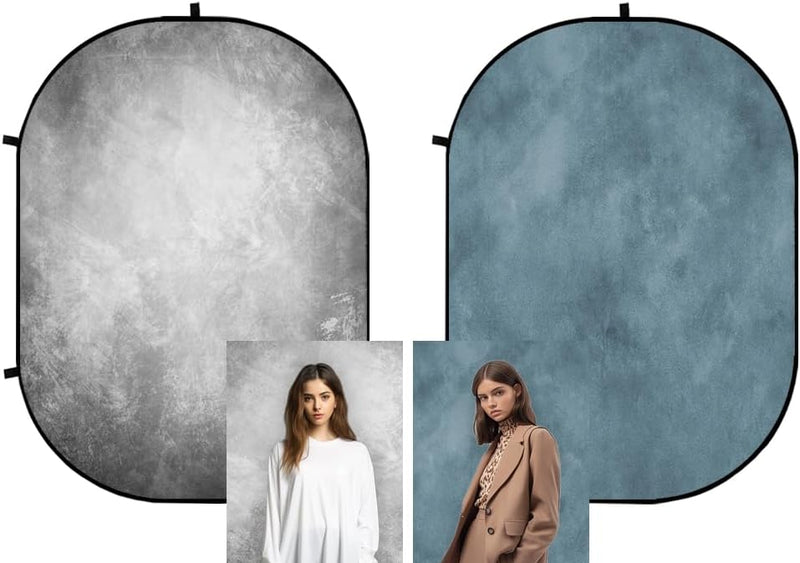 Kate 1.5x2m Grau Blau Walimex Falthintergrund Fotohintergrund Doppelseitiger Hintergrund Backdrop Ba