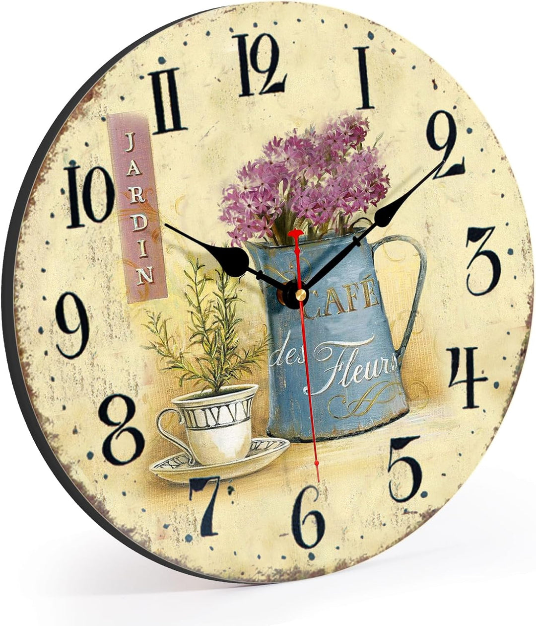 Toudorp 8 Zoll Wanduhr Französisch Retro Blumen Muster Hölzerne Wanduhr Leise Nicht Ticken Batterieb