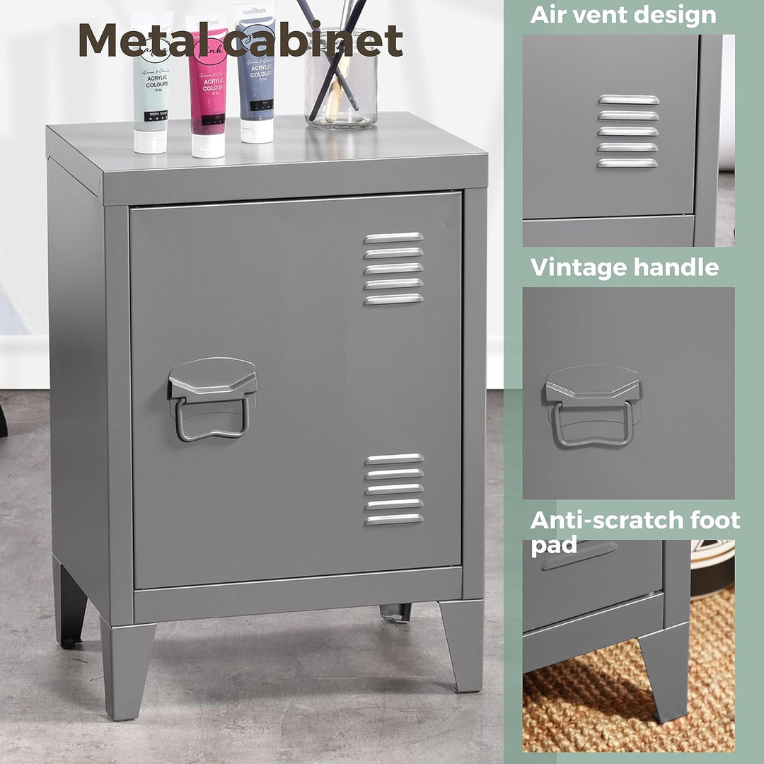 Homy Casa Aufbewahrungsschrank aus Metall, freistehender Schrank, seitlicher Organizer mit 2 Etagen,