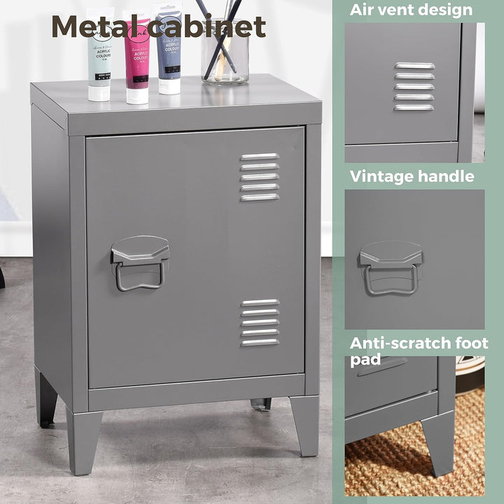 Homy Casa Aufbewahrungsschrank aus Metall, freistehender Schrank, seitlicher Organizer mit 2 Etagen,