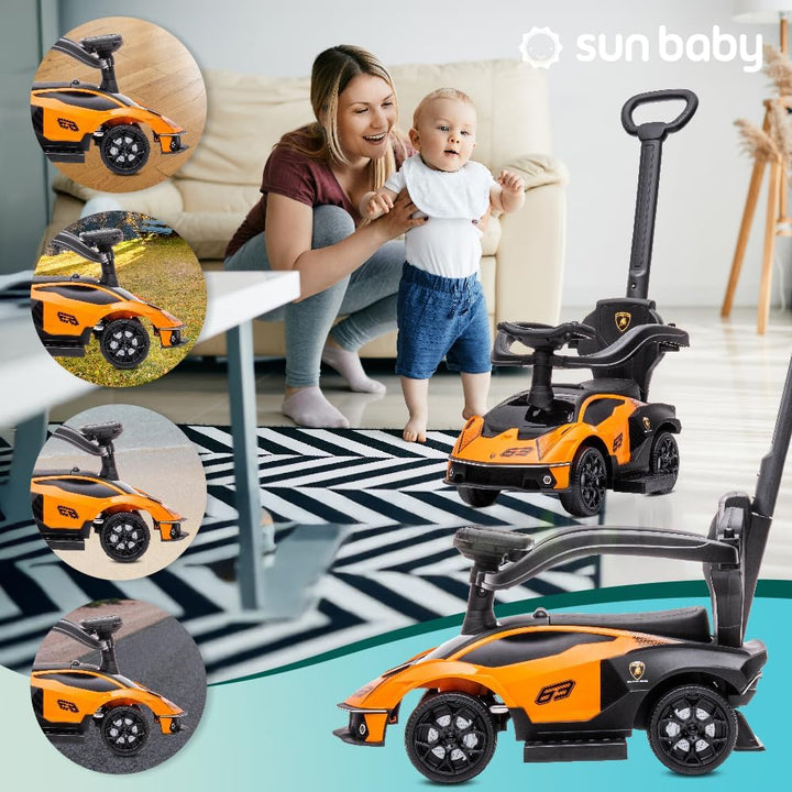 Rutschauto ab 1 Jahr mit Schiebestange, Kinderauto, Rutschauto Essenza SCV12, Auto Kinder (Orange),
