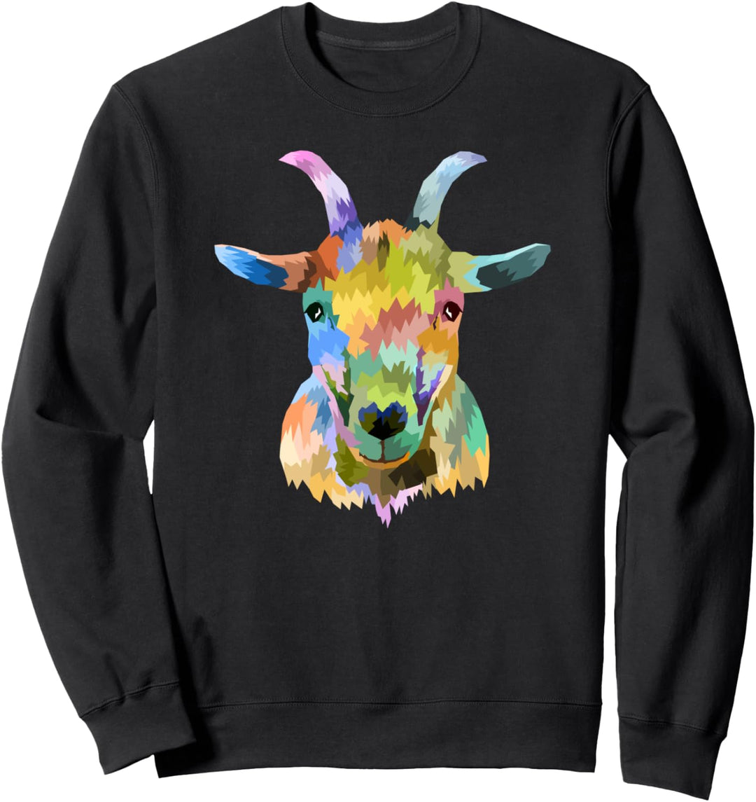 Witzige Ziege in Regenbogen Farben für Herren Damen Kinder Sweatshirt