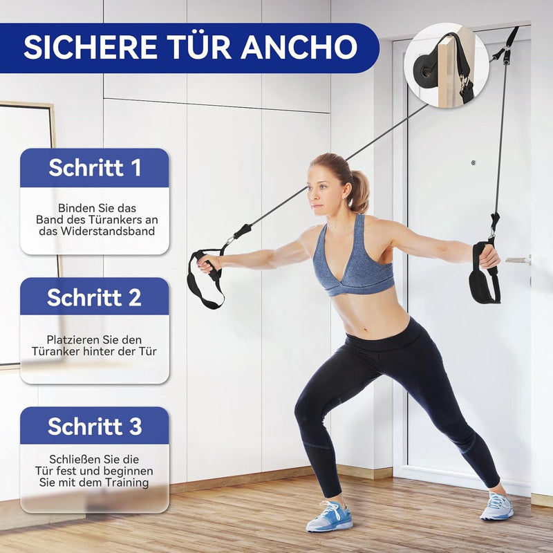 ALongSong Pilates-Stange, unverzichtbares professionelles Widerstandsband-Set für Anfänger, 4 Gummib