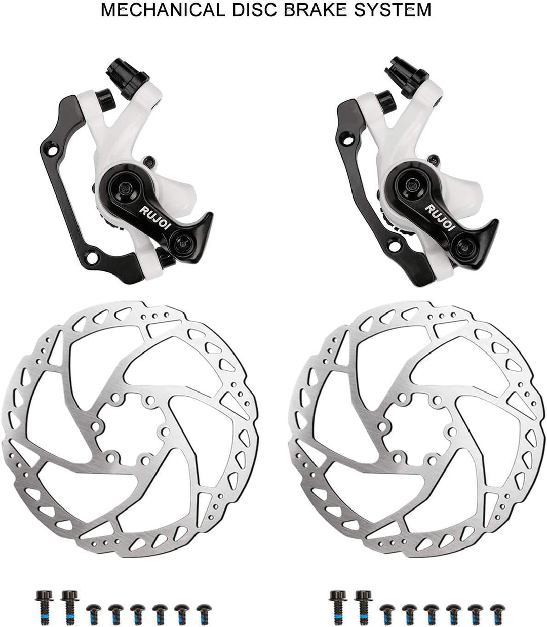 RUJOI Fahrrad-Scheibenbremsen-Kit, Aluminium-Vorder- und Hinterrad-Bremssattel, 160-mm-Rotor, werkze