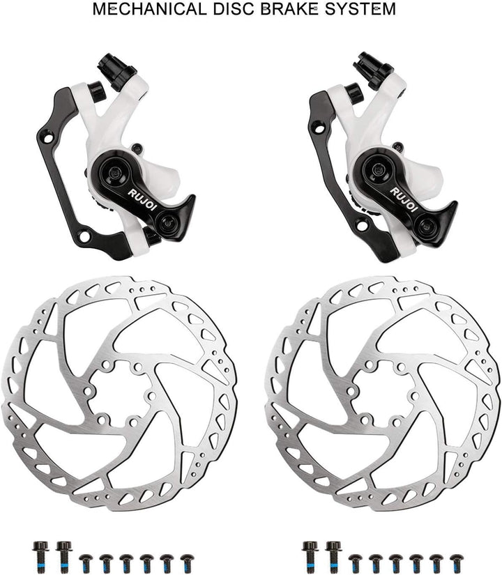RUJOI Fahrrad-Scheibenbremsen-Kit, Aluminium-Vorder- und Hinterrad-Bremssattel, 160-mm-Rotor, werkze