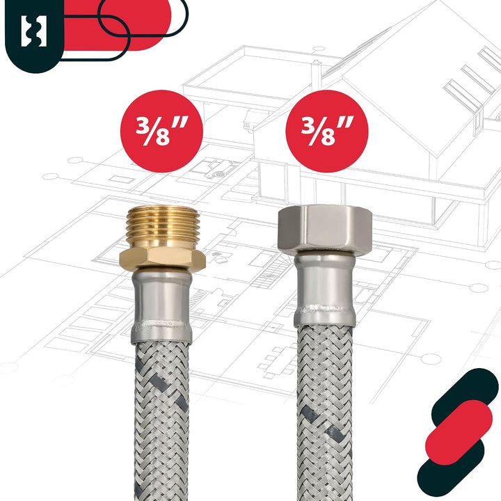 KOTARBAU® Flexschlauch 3/8 Zoll - Wasserschlauch - 120 cm - Panzerschlauch - Aussengewinde x Innenge