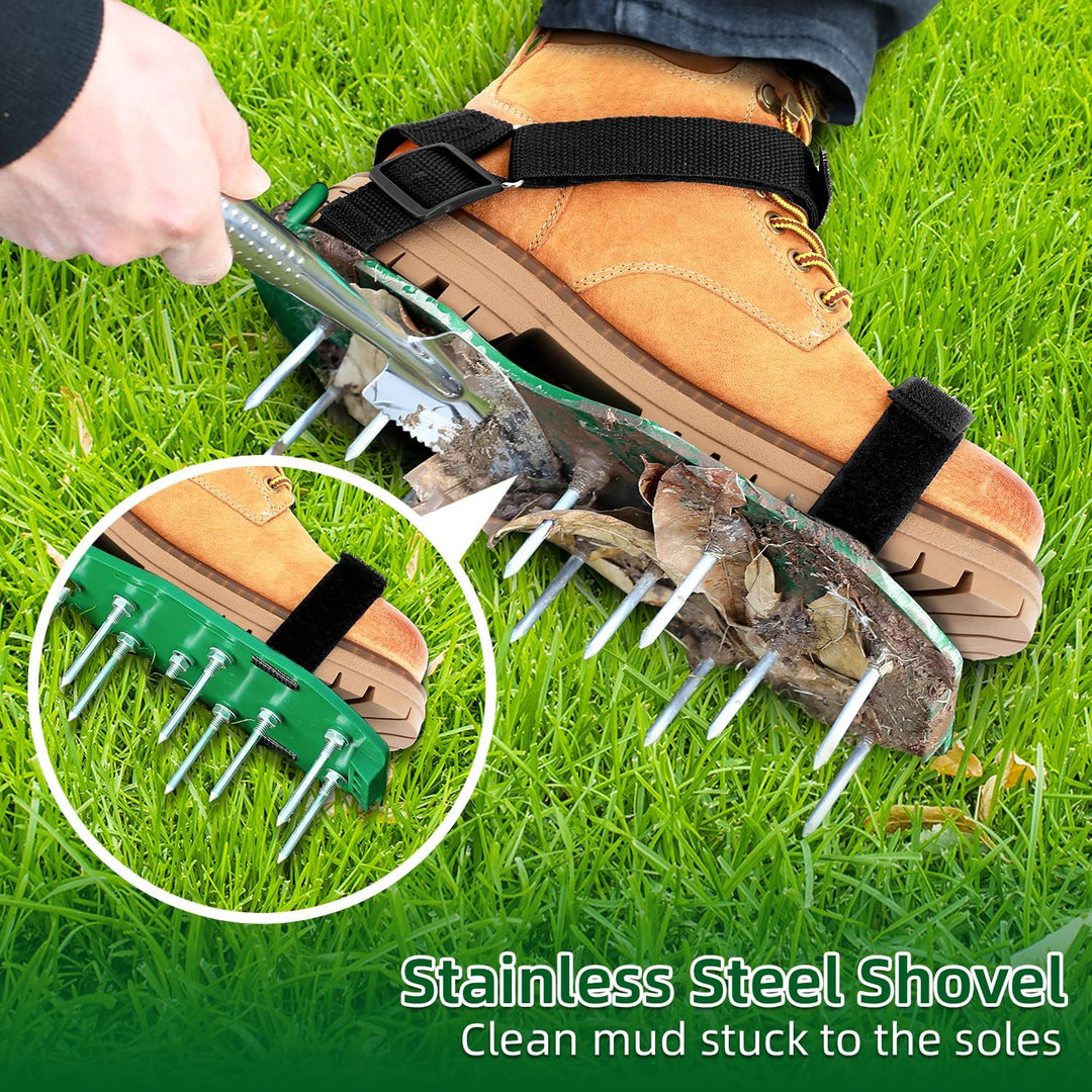 Ohuhu Rasenlüfter Schuhe Nagelschuhe mit Schaufel Kostenlose Installation, Rasenbelüfter Aerifiziere