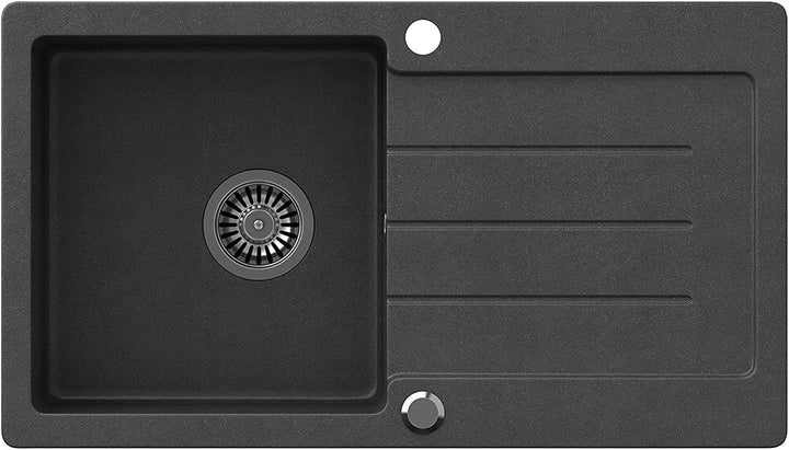 VBChome Granitspüle mit Armatur 77x44 Küchenspüle Einbauspüle mit Abtropffläche Einzelbecken Küche V