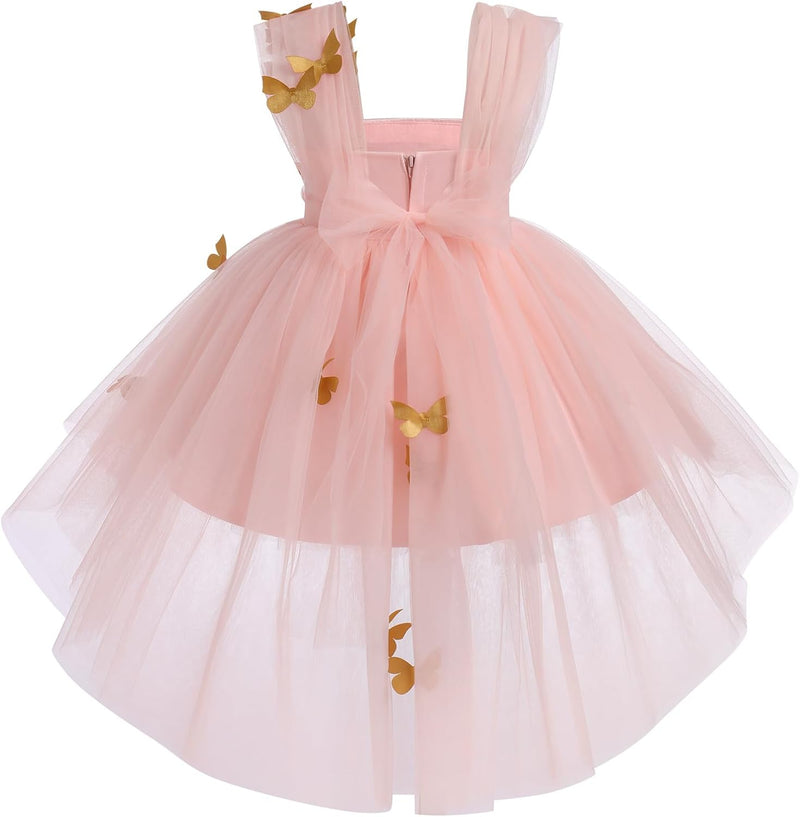 FYMNSI Baby Mädchen Prinzessin Kleid Blumenmädchenkleid Taufkleid Kleinkinder Schmetterling Festlich