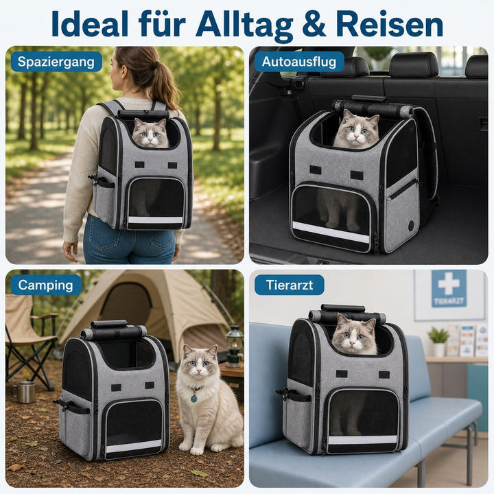 Katzenrucksack Faltbar, Hunde Rucksack, Haustier Rucksack mit verstellbaren Schultergurten, Abnehmba