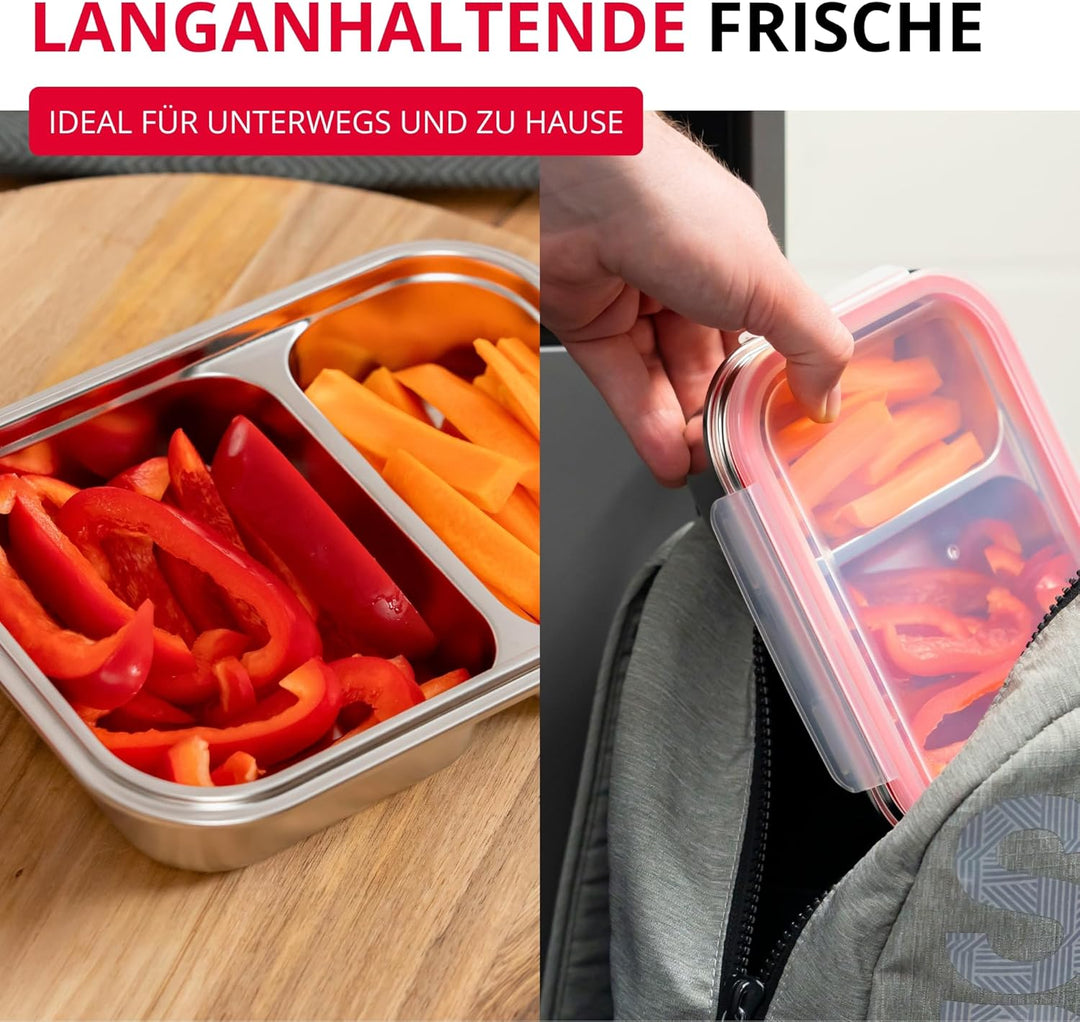 Westmark Edelstahl Lunchbox – Auslaufsichere Brotdose – Mikrowellen- & Ofenfest, BPA-frei – Bento Bo