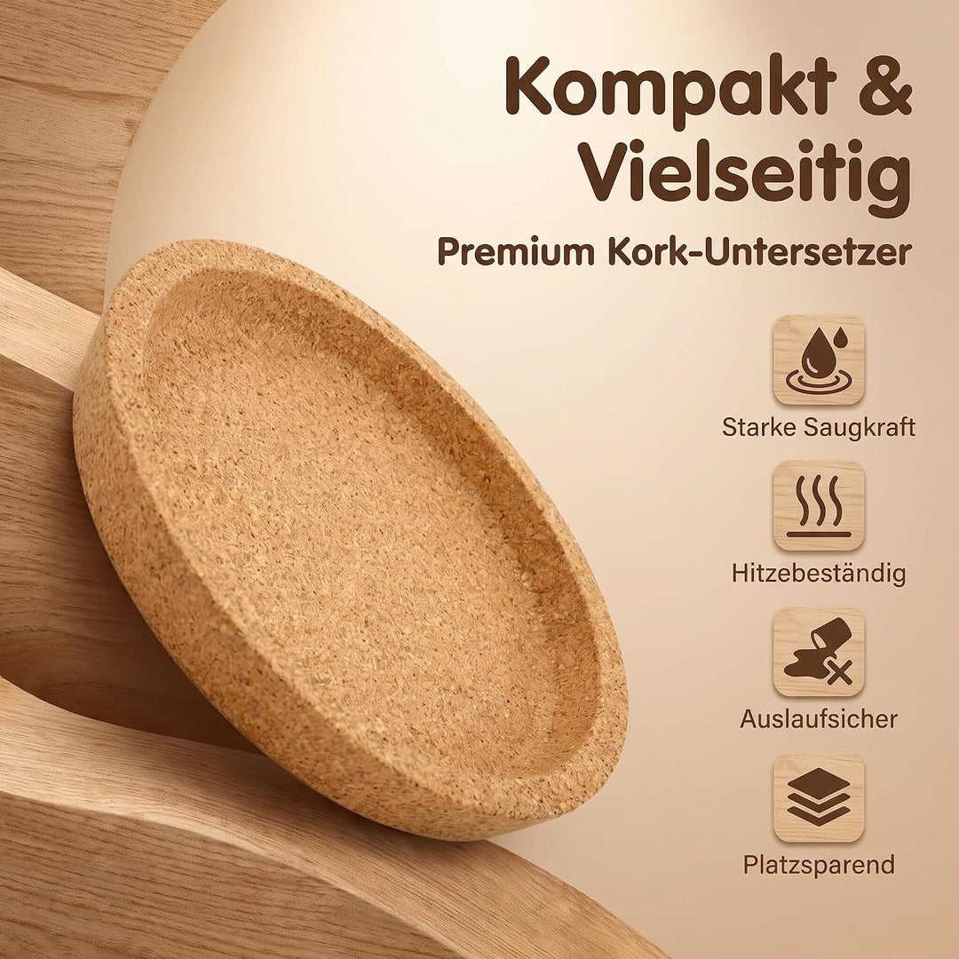 Korkuntersetzer Rund Mit Rand, 12 Pack Kork Untersetzer Absorbierende 10,2 cm, Die Meisten Tassen Ei