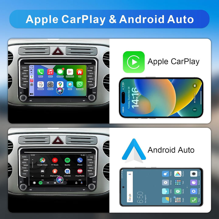 Android Autoradio mit Navi Bildschirm für VW Golf 5 6 Seat Passat, 8-Core 4GB+64GB Wireless Android