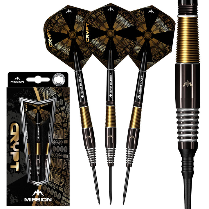 Mission Darts Crypt | Dartpfeile-Set mit Premium 90% Wolfram schwarz und gold PVD beschichtetem Scha