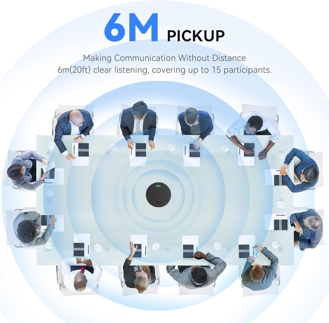 Tenveo M5B-W MagiCallpro Konferenzlautsprecher mit 8 AI-Mikrofonen, 360°-Raumerfassung, 18h Akku. Ko